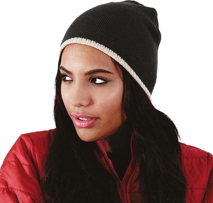 Produktbild Beechfield Beanie Mütze Strickmütze mit Kontrastrand (One Size)