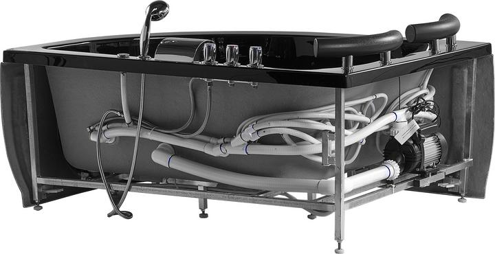Produktbild Beliani Whirlpool Badewanne schwarz Eckmodell mit LED rechts 160 cm x 113 cm PARADISO (427 l, 160 cm, 113 cm)