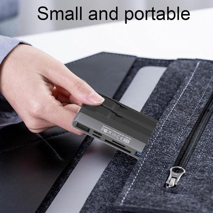 Actual product image PowerGuard 6-in-1 Multifunction Card Reader Photo USB 3.0 Adapter Lightning & Type-C