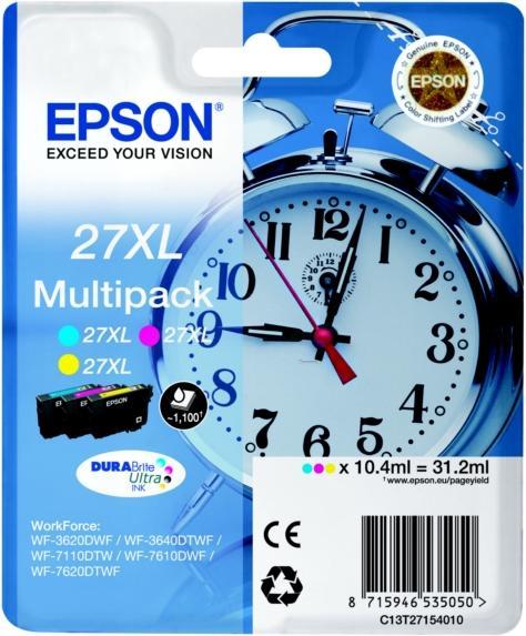 Produktbild Epson C13T2715401027XL Tintenpatrone MultiPack CMY 1.100 Seiten 10.4ml VE=3 WF 3620 (M, Y, C)