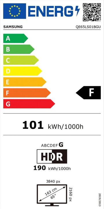 Label énergétique Samsung The Serif QE65LS01B (65", LS01B, QLED, 2023)