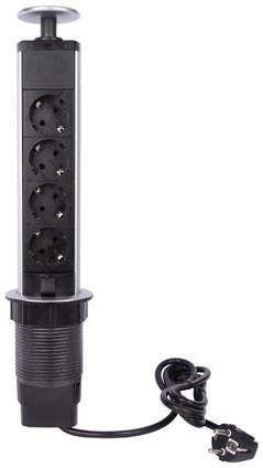 Perel Torre Di Prese A 4 Pieghe - Retrattile - Contatto Di Protezione (Sistema Tedesco) (4 x, 1.40 m)