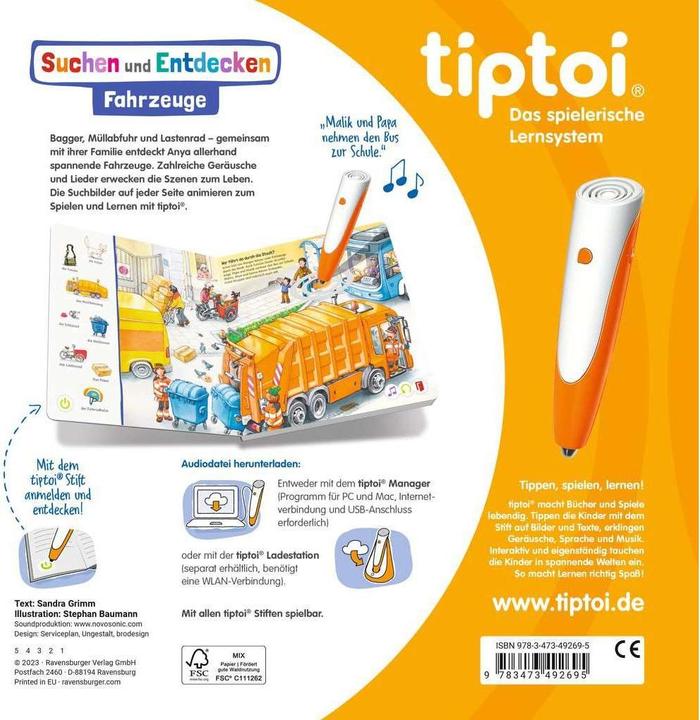 Produktbild tiptoi Suchen und Entdecken: Fahrzeuge (Deutsch, Sandra Grimm, 2023)