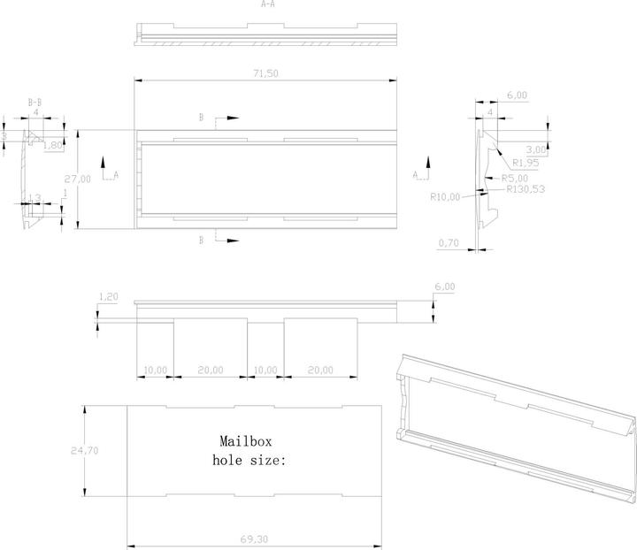 Produktbild Wiltec Namensschild Abdeckung Briefkasten 60x23mm Ersatzteil Postkasten Schild