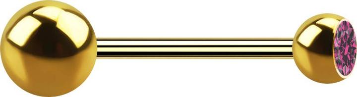 Produktbild Star Piercing Micro Barbell vergoldet mit Kugel und Kugel Kristall pink (ohne Messing, Chirurgenstahl 316L)
