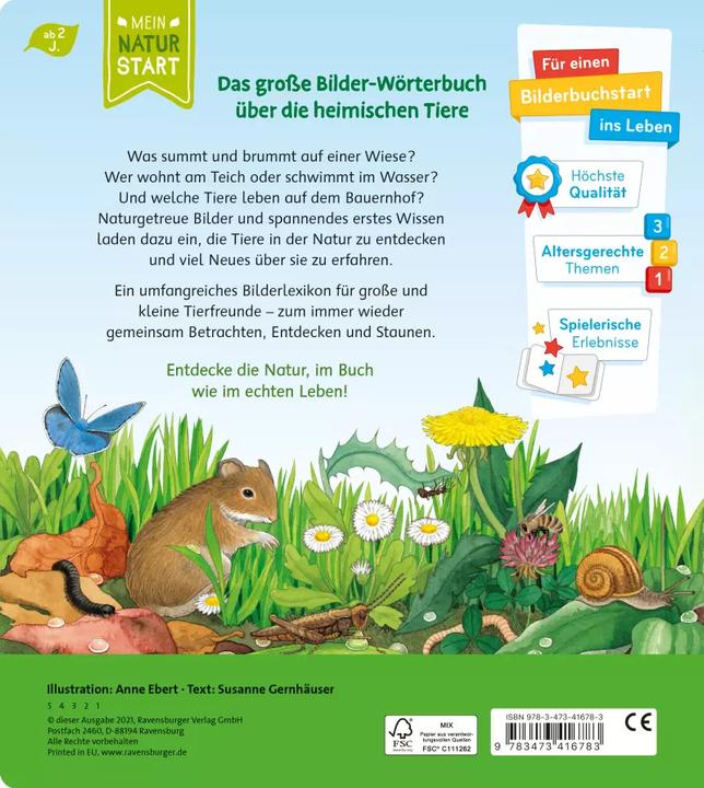 Produktbild Ravensburger Mein grosses Bilderlexikon: Unsere Tiere (Deutsch, Susanne Gernhäuser, Anne Ebert, 2021)