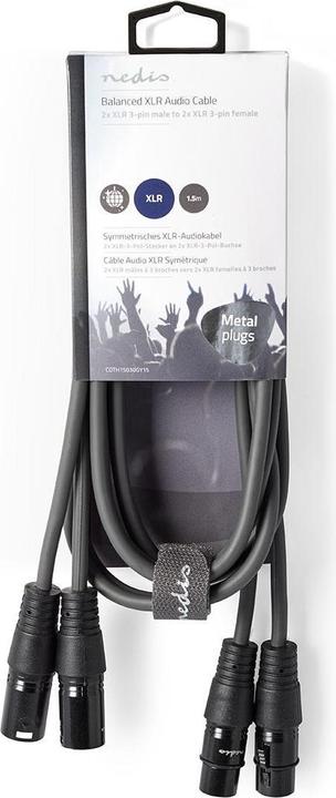 Immagine prodotto Nedis Cavo audio XLR compensato 2X XLR 3-pin Mach (1.50 m, XLR)