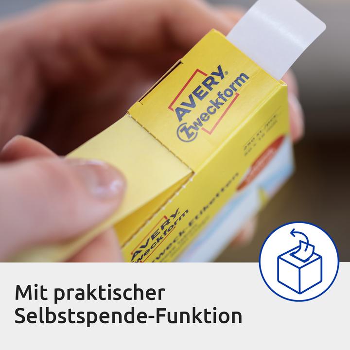 Produktbild Avery 3831 Abgerundetes Rechteck Dauerhaft Weiss 400Stück(e) selbstklebendes Etikett