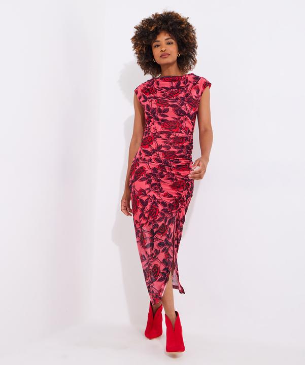Actual product image Joe Browns Rouched Floral Mesh Midi Dress (46)