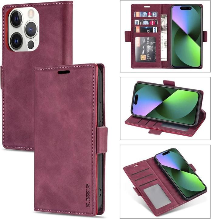 Immagine prodotto N.Bekus iPhone 15 Pro Max - Flip Case Cover rosso vino (Apple iPhone 15 Pro Max)