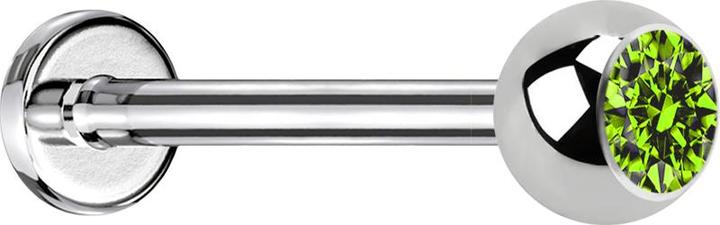 Actual product image Star Piercing Micro Labret silber mit Kugel und Kristall hellgrün (without brass, Surgical steel 316L)
