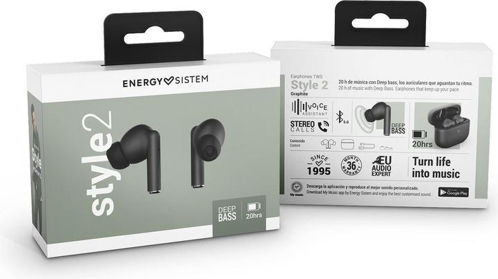 Actual product image Energy Sistem Style 2 Headphones True Wireless Stereo (TWS) In Ear Calls/Music Bluetooth Black (ANC, 5 h, Wireless)