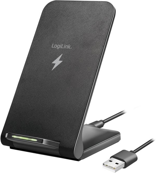Produktbild LogiLink ZUB Smartphone Stand & WL Charger black (15 W)