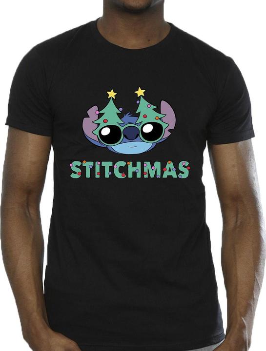 Actual product image Disney Mens Lilo & Stitch Stitchmas Glasses T-Shirt (L)