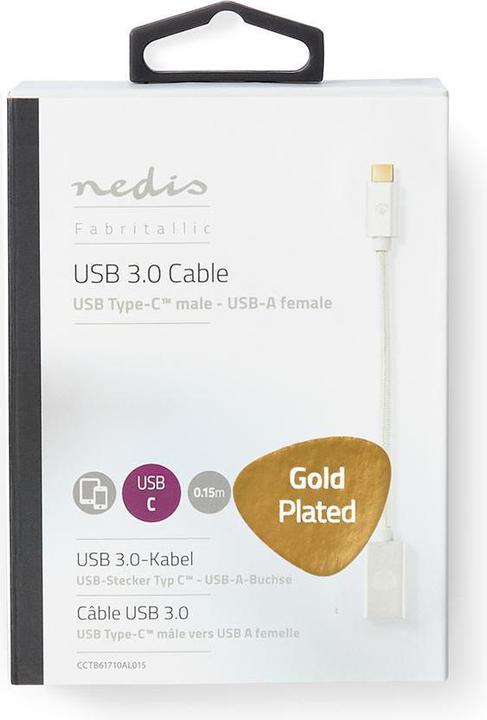 Immagine prodotto Nedis Adattatore USB 3.2 Gen 1 USB-C Maschio USB-A Femmina 5 Gbps 0,20 m Rotondo placcato oro (0.15 m, USB 3.2 Gen 1)