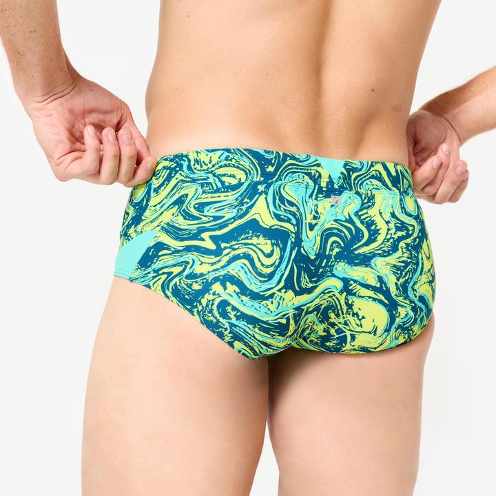 Produktbild Nabaiji Badehose Slip Herren Kastenform - 900 Print gelb/grün (XL)