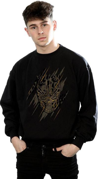 Actual product image Mens Black Panther Gold Head Cotton Sweatshirt (S)