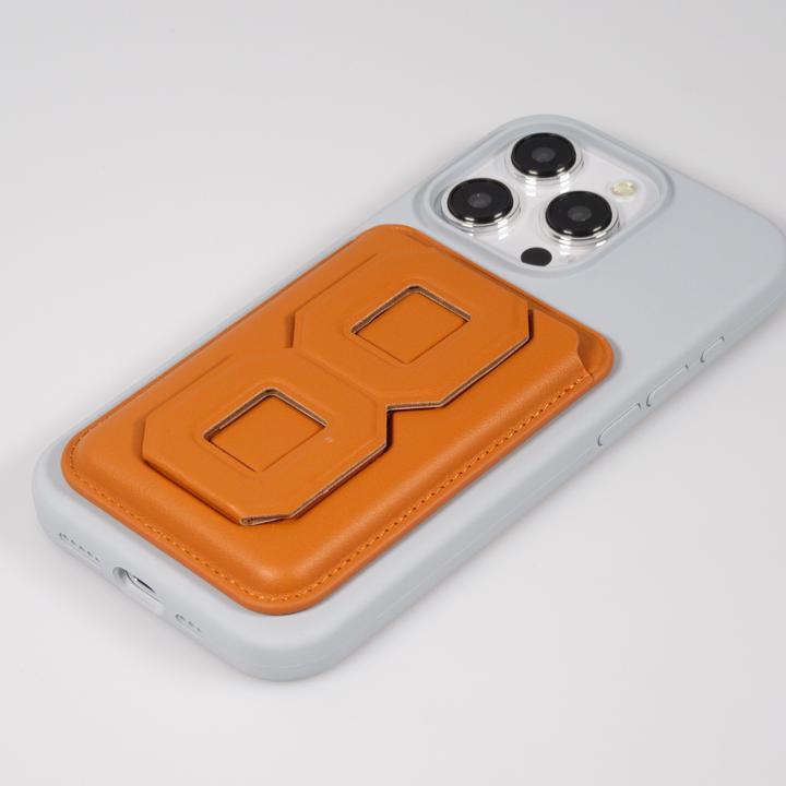 Actual product image PhoneLook Porte-cartes magnétique wallet MagSafe cuir végan avec aimant fort et support pliable intégré clair