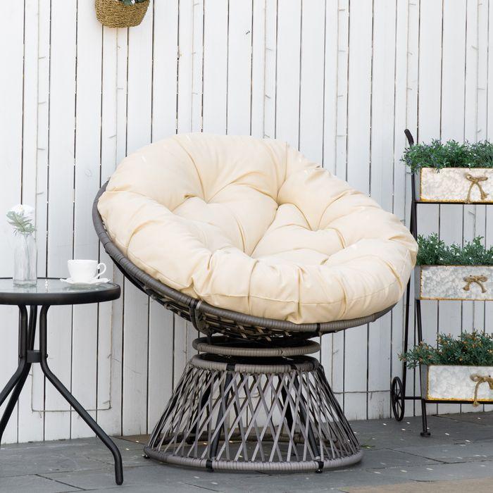 Image du produit Swisshandel24 Fauteuil Papasan Fauteuil en osier Fauteuil coquille avec assise rembourrée 360 degrés Rotin