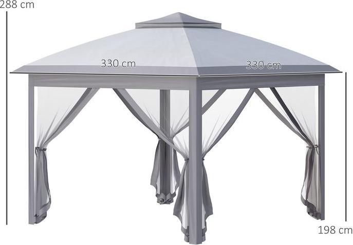 Produktbild Swisshandel24 Faltpavillon 3x3 m, 4 abnehmbare Mückennetze, Oxford-Gewebe Metall Grau (330 cm, 330 cm)