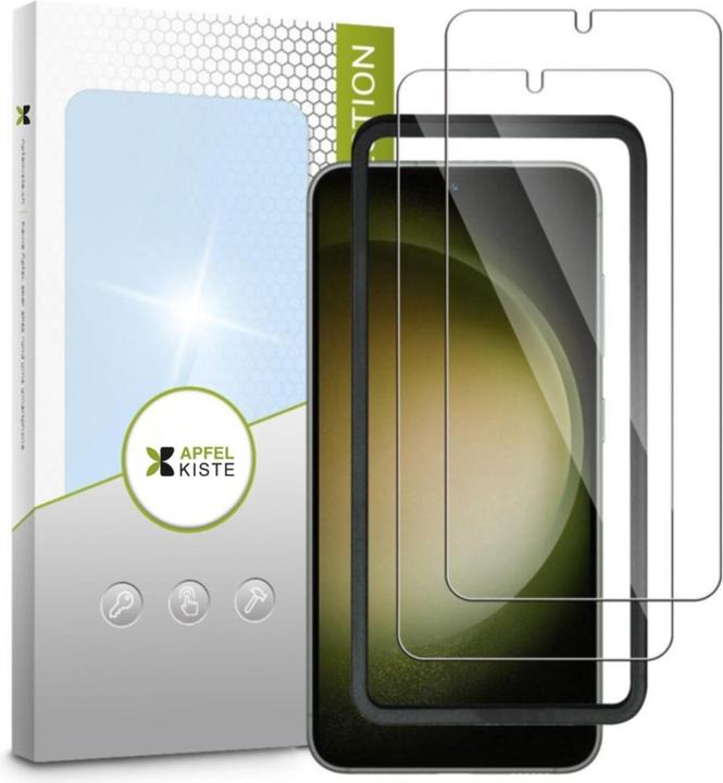 Actual product image Apfelkiste - Panzer Glas Displayschutzfolie mit Montagerahmen (2er Set) (2 Piece, Samsung Galaxy S23+)
