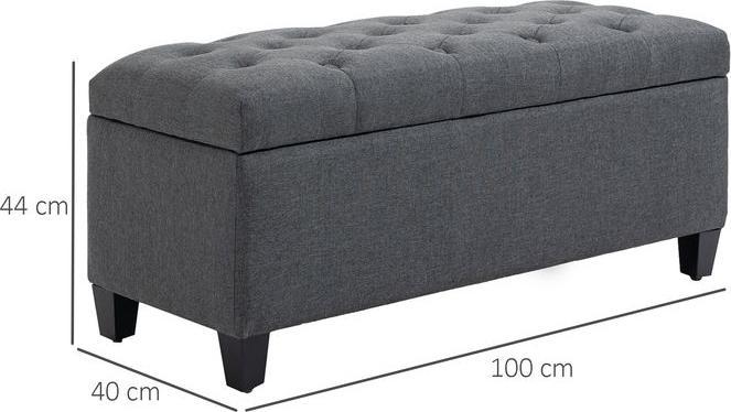Actual product image Swisshandel24 Bench Upholstered bench with storage space Chest bench Hallway Bedroom Living room Linen-like (100 cm)
