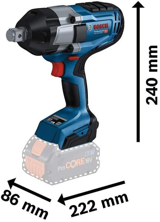Image du produit Bosch Professional Visseuse à chocs sans fil GDS 18V-1050 H, 2 batteries ProCORE18V 5.5Ah, chargeur, L-BOXX (Fonctionnement sur batterie)