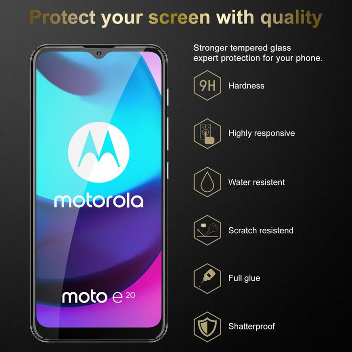 Actual product image Cadorabo 3x Tempered Glass 3er Pack Tempered (3 Piece, Motorola Moto E20, Motorola Moto E40, Motorola E30)