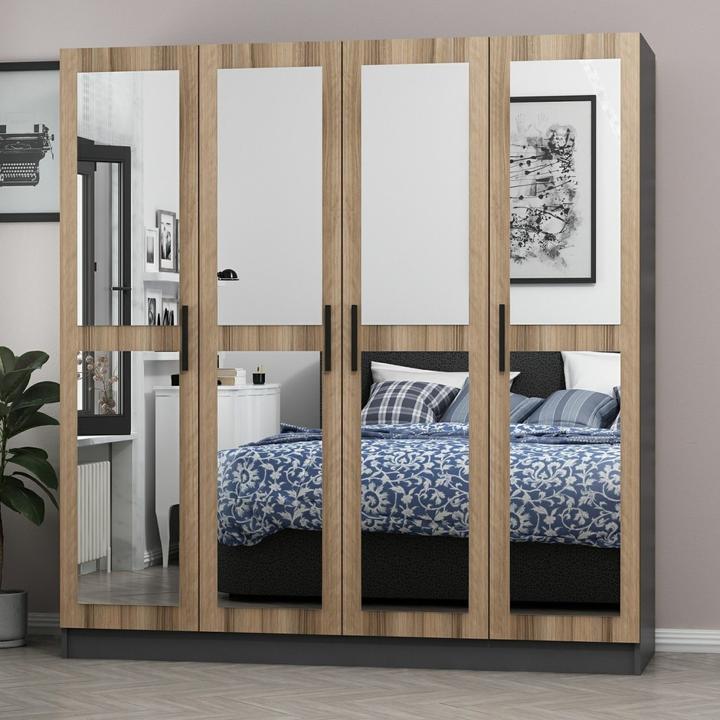 Actual product image Skye Decor Kale Mirror Four Door Wardrobe