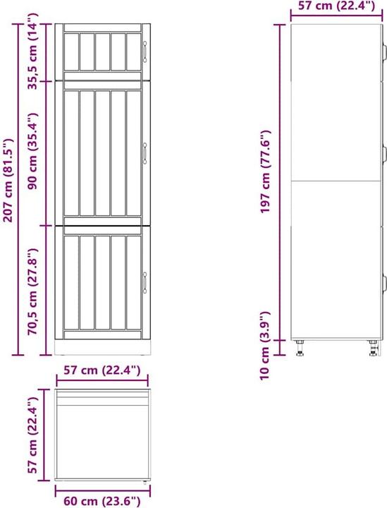 Produktbild VidaXL Küchenschrank Lucca Sonoma-Eiche Holzwerkstoff hoher Küchenschrank (60 x 57 x 207 cm)