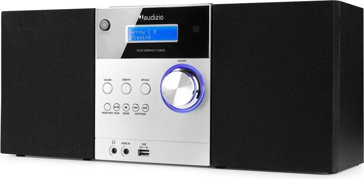Immagine prodotto Audizio Sistema Micro HiFi Metz Alluminio (Lettore CD, Bluetooth, 1x 30 W)