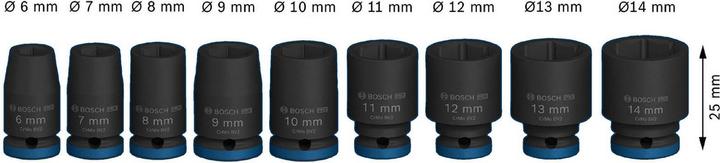 Actual product image Bosch Professional Zubehör PRO Impact (11 mm, 12 mm, 8 mm, 10 mm, 7 mm, 9 mm, 6 mm, 14 mm, 13 mm)