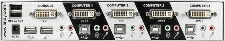 Immagine prodotto Lindy Interruttore KVM Pro 4 porte DVI-I a collegamento singolo USB 2.0 e audio
