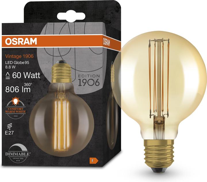 Immagine prodotto Osram Globo a filamento vintage 1906 Led Classic Slim (E27, 8.80 W, 806 lm, 1 x, F)