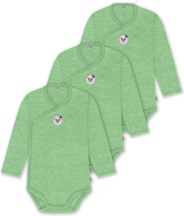 Actual product image Normani 3-pack merino baby bodysuit long-sleeved wrap bodysuit for 0-24 months - 9349 (80)