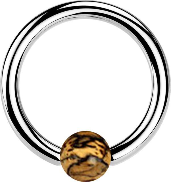 Immagine prodotto Star Piercing Anello con chiusura a micropalla in argento e luce a sfera in legno di tamarindo (Organico, Acciaio chirurgico 316L, senza ottone)