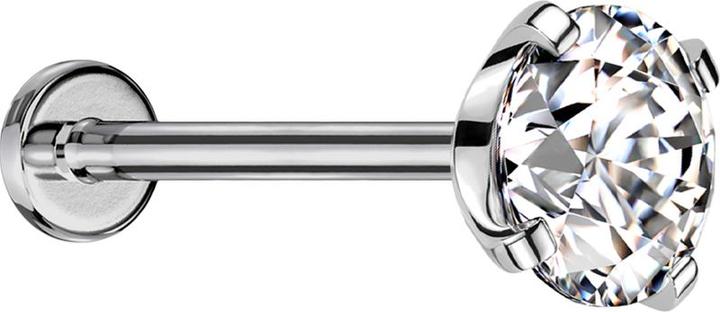 Star Piercing Micro Threadless Labret silber mit Kristall silber gefasst (ohne Messing, Titan G23)