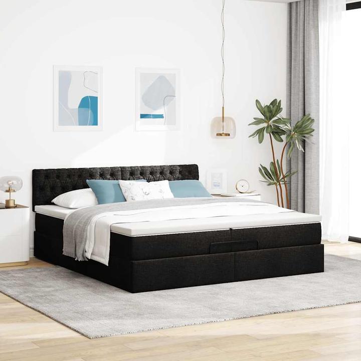 Actual product image VidaXL Ottoman bed with mattresses black 200x200 cm fabric (200 x 200 cm)