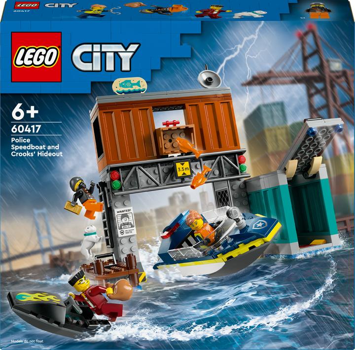 Productafbeelding LEGO Stad - Speedboot van de politie en schuilplaats van boeven (60417) (60417, LEGO Stad)