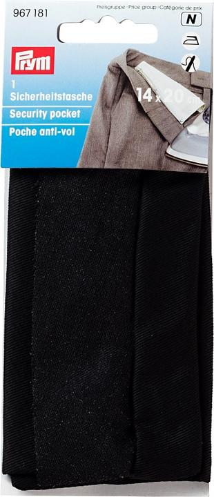 Actual product image Prym Security bag with zipper, black 14 x 20 cm, card