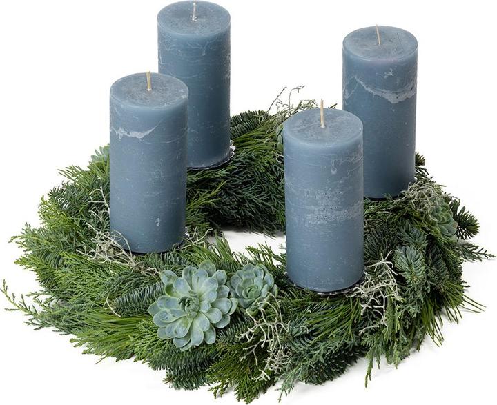 VEG and the City Adventskranz mit Echeverie ca. 40 cm - Kerzen Aschblau (40 cm)