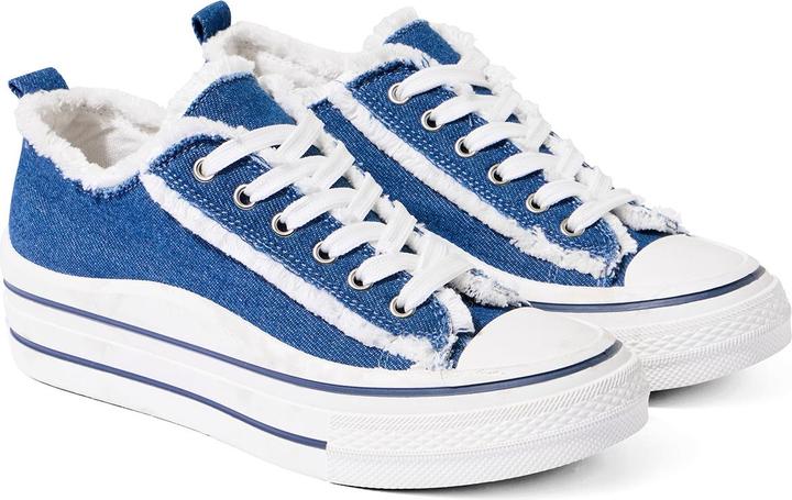 Actual product image Joe Browns Frayed Denim Chunky Platform Low-Top Trainers (39)