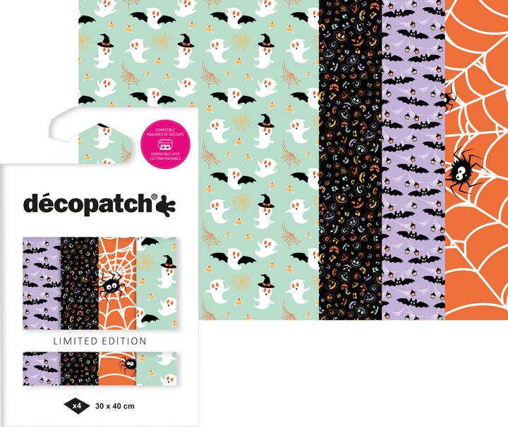 Immagine prodotto Décopatch Collezione Pocket Hot-Foil "Ragni e pipistrelli di Halloween", set di 4, 30 x...
