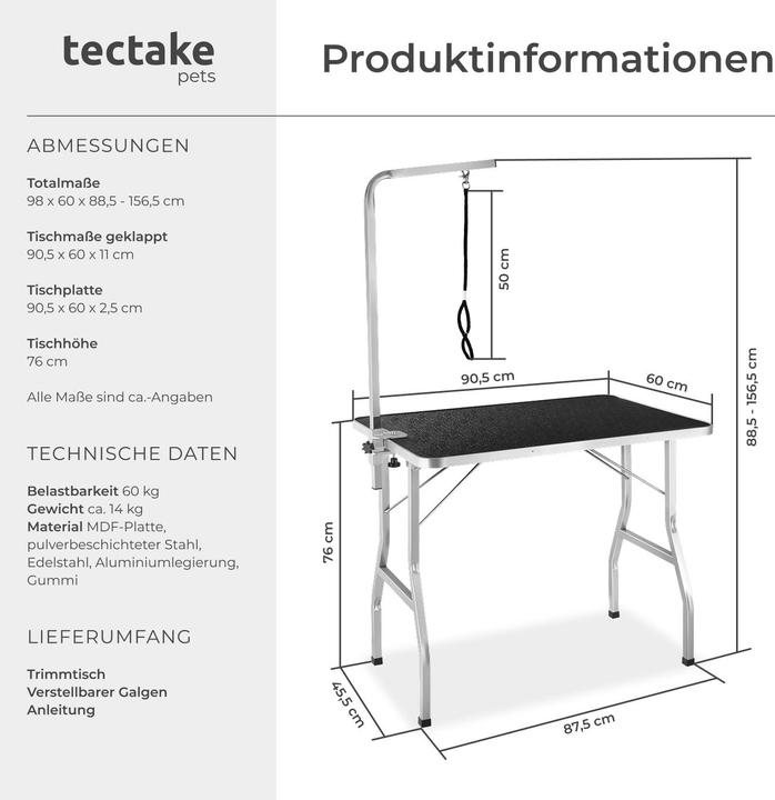 Produktbild tectake Trimmtisch (Hund)