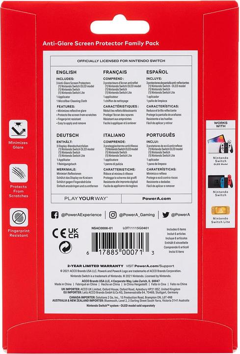 Immagine prodotto PowerA Protezione dello schermo antiriflesso (Switch, Switch OLED, Switch Lite)