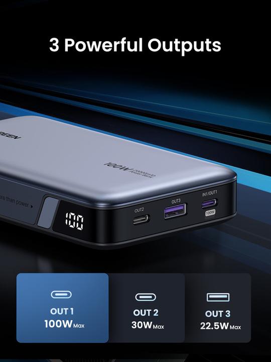 Image du produit Ugreen Banque d'alimentation (20000 mAh, 100 W, 72 Wh)