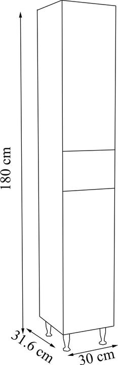 Produktbild VCM Holz Badmöbel Badregal Badezimmer Badschrank Hochschrank grifflose Schublade Drehtüren Silora (30 x 32 cm)