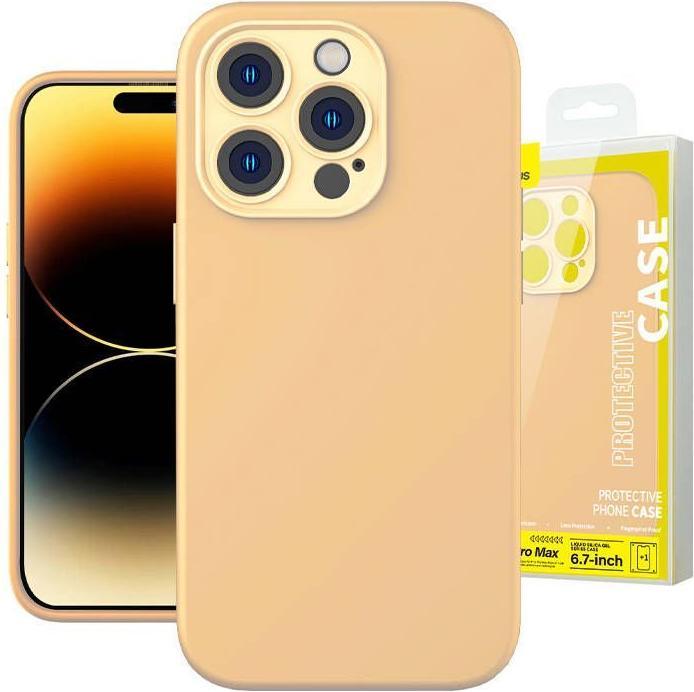 Image du produit Baseus Etui en gel de silice liquide pour iPhone 14 Pro Max (Sunglow)+ verre trempé + kit de nettoyage (Apple iPhone 14 Pro Max)