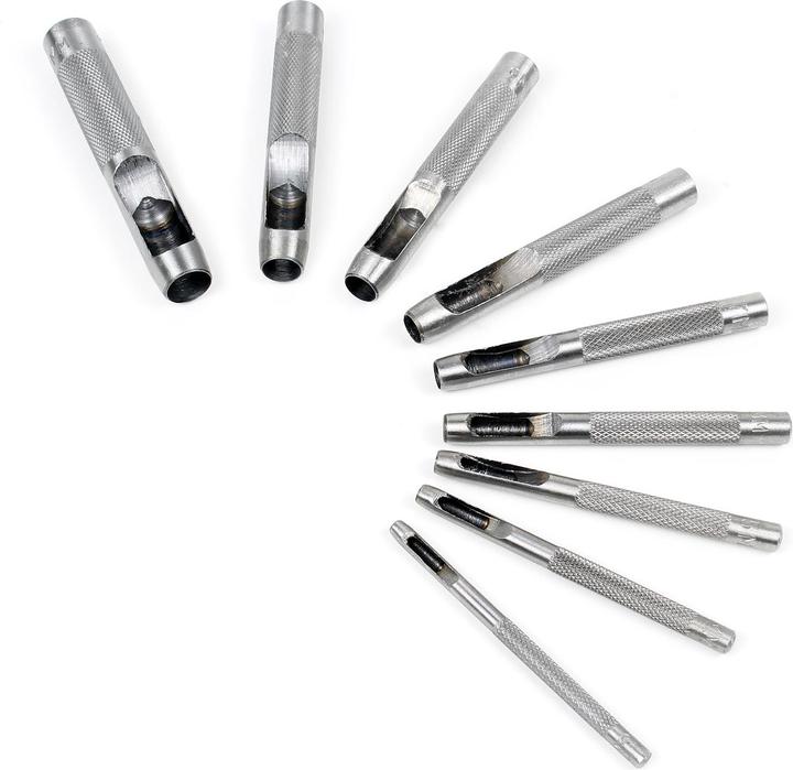 Actual product image XPOtool Hollow Punch Set 3-12mm 9 Pieces of Carbon Steel for Cutting Holes in Leather, Rubber etc.