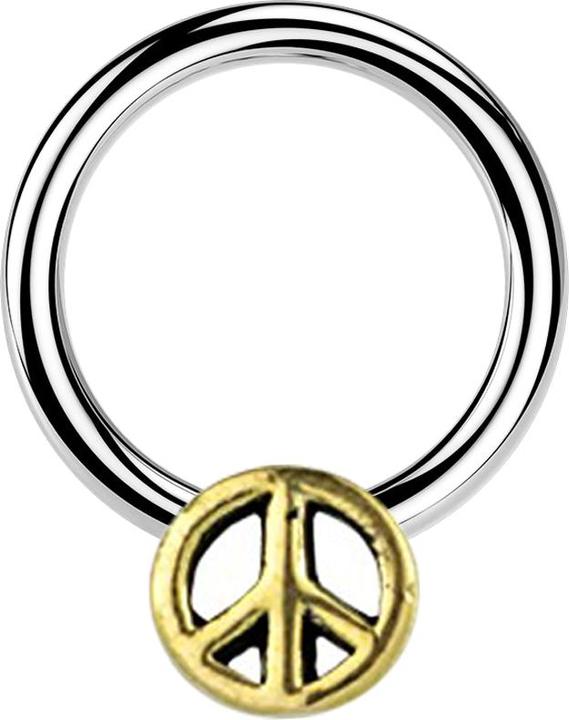 Immagine prodotto Star Piercing Anello di chiusura argento Pace placcato oro (Ottone, Acciaio chirurgico 316L)